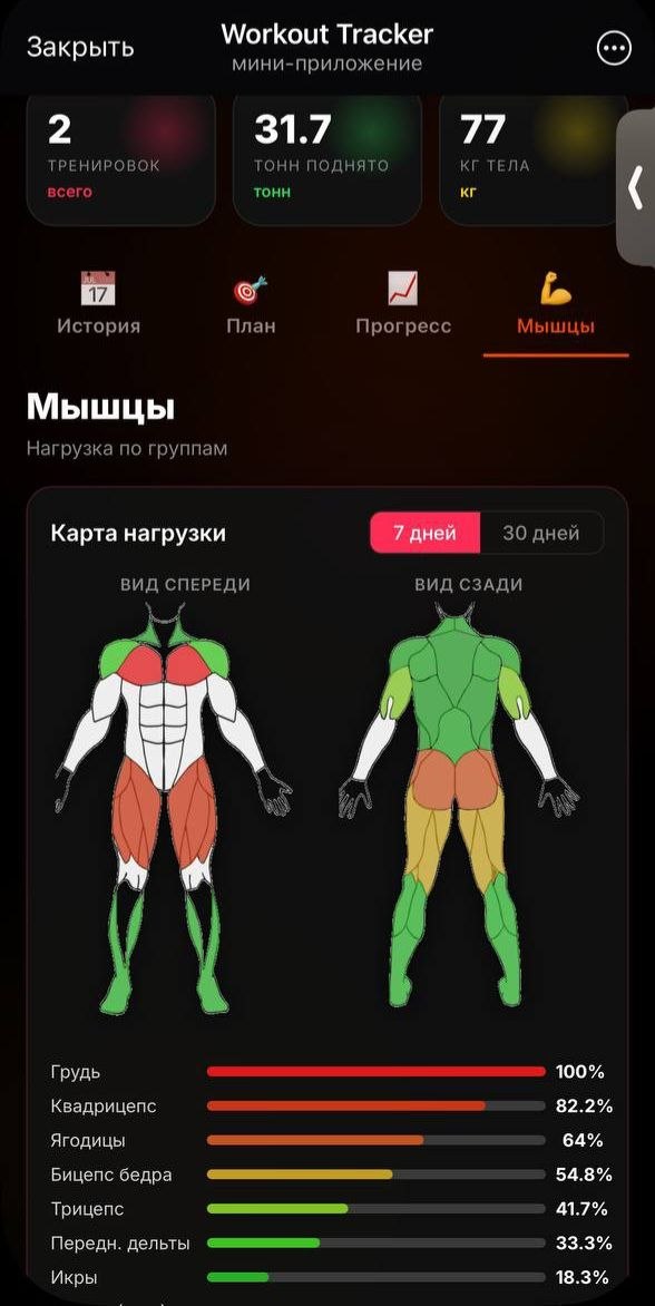 Анатомическая карта мышечной нагрузки — хитмап тела